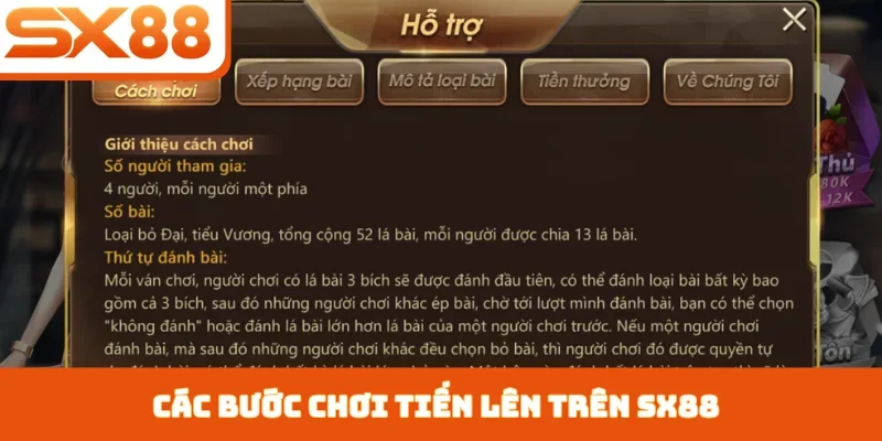 Các bước chơi tiến lên trên SX88